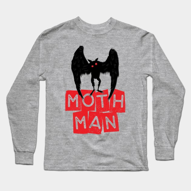 The Mothman Letterblock Design Long Sleeve T-Shirt by Strangeology